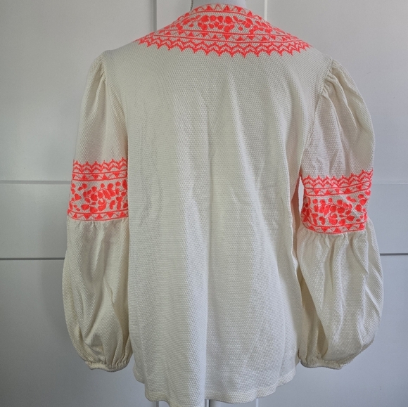 Maeve By Anthropologie Embroidered Cream and Pink Women's Top - Picture 12 of 13